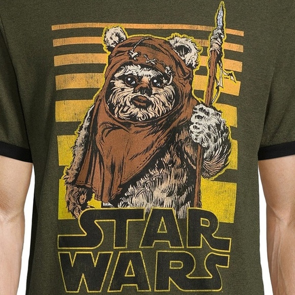 New! Star Wars Ewok Ringer T-Shirt Return of the Jedi - Picture 2 of 2